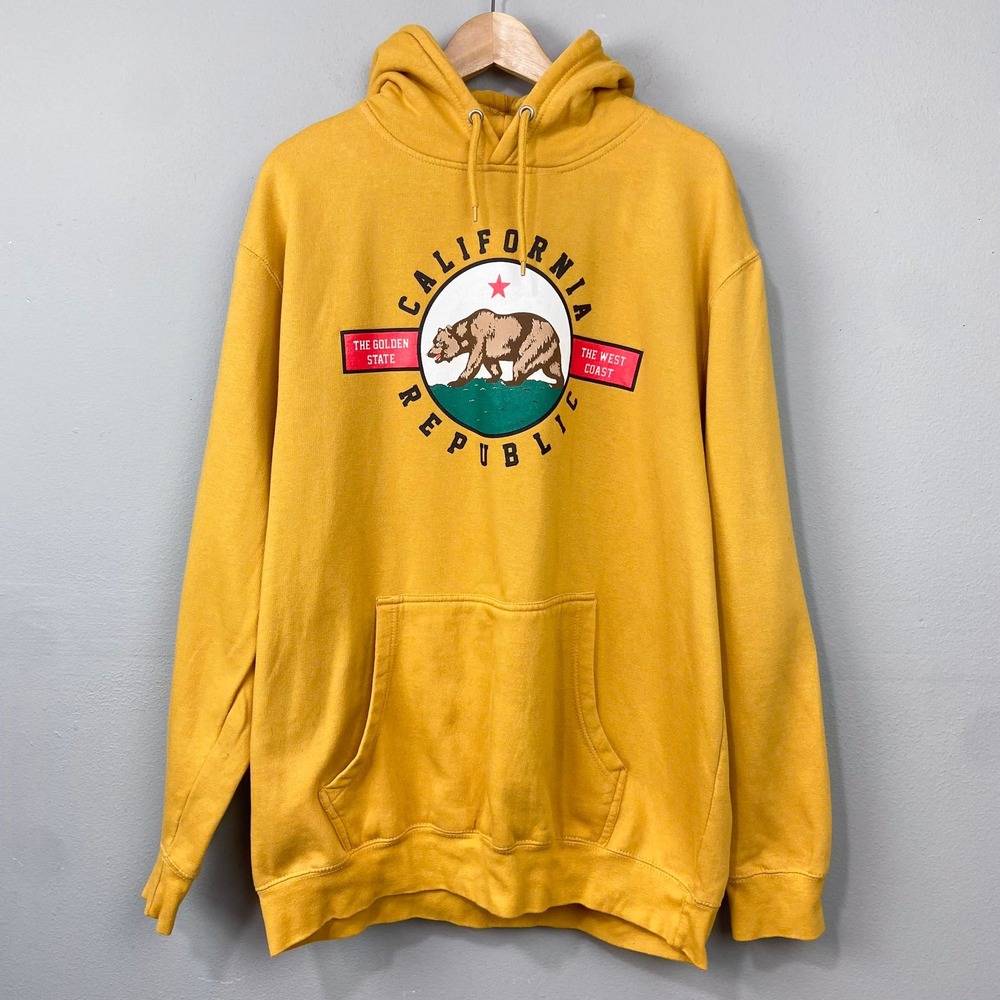 Eighty Eight Hoodie Sweatshirt XL California Republic Yellow Graphic Pullover
